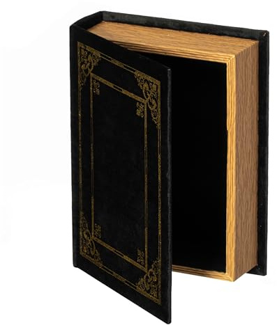 Boîte à bijoux décorative vintage en forme de livre – Noir