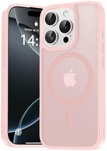 Natiiozie Magnetica Cover per iPhone 16 Pro Max Compatibile con MagSafe Custodia Traslucida Opaca Posteriore, Antiurto Anti-impronta Resistente ai Graffi Protettiva Rosa pallido