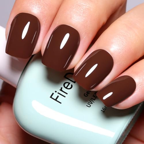 Firedeep Brown Gel Nail Polish, 16ML Large Bottle Chocolate Dark Brown Gel Polish Manicure Salon UV/LED Soak Off Autumn Winter Christmas Gel Polish 1Pcs