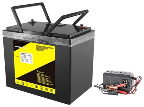 WILLQ 12V 60Ah 90Ah LiFePO4 Battery 12.8V Lithium Battery Built-in BMS Rechargeable Battery with LCD Display for RV/Marine/Solar System/Trailer Backup Battery,with charger,12V90Ah