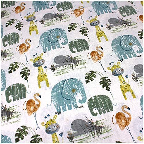 VmG-Store 1m Baumwollstoff zum Nähen 100% Baumwolle Nähstoff KEINE Meterware Kinderstoff Patchwork DIY Basteln Quilten Handwerken (Afrika Tiere Bb005)