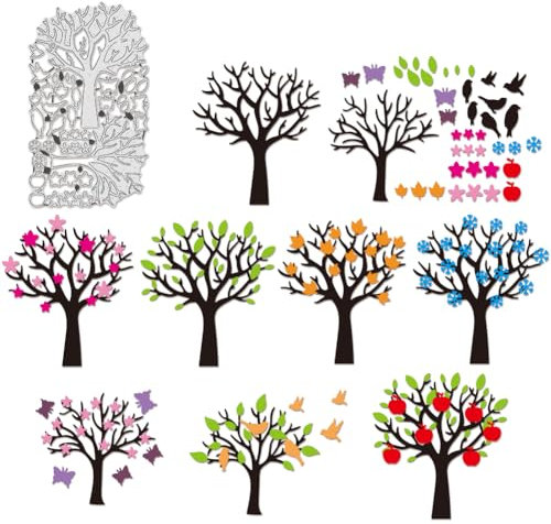 BENECREAT Fustelle Ad Albero per La Realizzazione di Biglietti, Fustelle in Metallo per Goffratura, per La Creazione di Biglietti di Carta, Fai da Te, Scrapbooking, Album, Artigianato