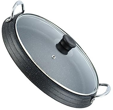 PAMINGONO Koreanische Grillpfanne aus Medizinischem Stein Rauchfrei und Leicht zu Reinigen für Familienfeiern und Outdoor Camping Kleiner Backformen