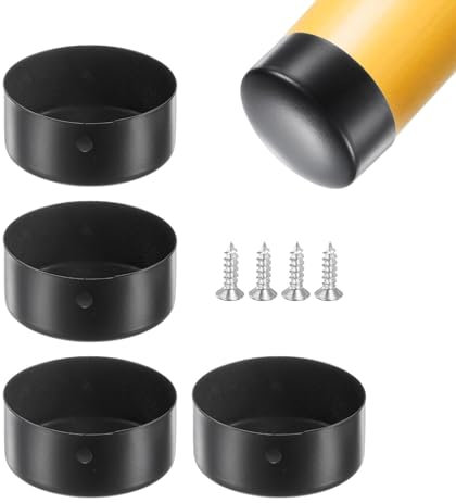 M METERXITY 4-Pack Handrail End Caps, 1.97 Inch/50mm Inner Diameter Stainless Steel Round Handrail End Caps for Furniture/Stair, Guardrail Tube End Cover [Black]