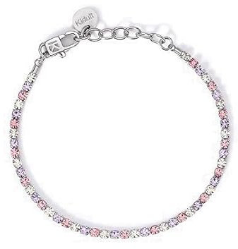 KIDULT - Bracciale Donna - Bracciale tennis cristalli bianchi e rosa - 831018