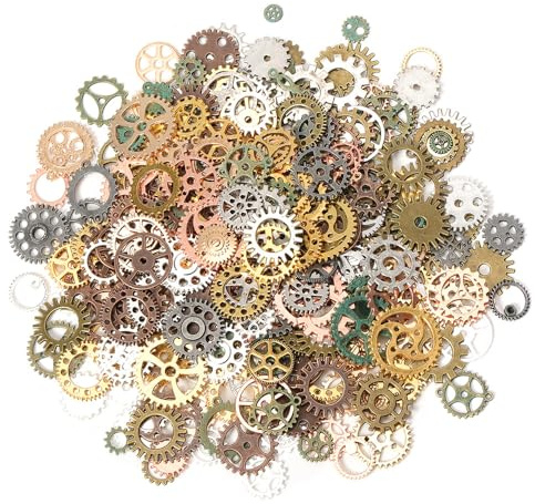 100g Metall-Zahnräder Steampunk – Vintage Bastelbedarf für Schmuck & Modellbau, Mehrfarbige Legierungsräder DIY