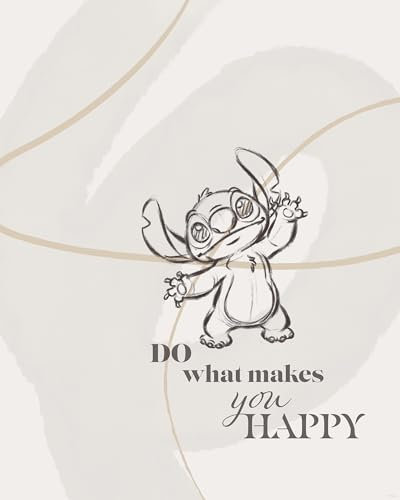 Komar Wandbild- Disney Lilo and Stitch Do What Makes You Happy - Größe 40 x 50 cm - Poster, Kinderzimmer, Dekoration - gerollt ohne Rahmen, Beige,Grau