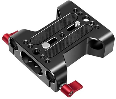 Aluminum Camera Base Plate With 15mm Rod Rails Clamp Baseplate Replacement For Photography Video Recording DSLR Camera Adjustable Height Clamp