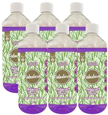 Fabulosa 4 in 1 Disinfectant and Deodoriser, Pet & Dog Friendly Artificial Lawn & Grass Cleaner, Urine Cleaner and Moss Growth Killer, Makes 300L, 1L, 6 Pack, Lavender