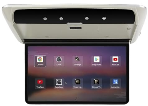 Monitor for auto da 19 pollici, lettore video multimediale, 4+64 GB, 1080P, TV soffitto, display tetto for SUV, camper(3-32G Gray)
