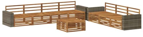 vidaXL Outdoor-Sofagarnitur 8 pcs Natur 79 x 79 x 37 cm, Garten Sofa, modernes Outdoor-Mobiliar, Bequeme Lounge-Ecke für Terrasse und Patio