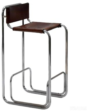KIBONCY Vintage-Barhocker aus Leder, Mid-Century Modern Freischwinger-Thekenhocker, Leder-Küchenstuhl mit Edelstahlrahmen, for Bar, Kücheninsel, Pub(Brown,65cm)