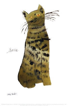 Andy Warhol 25 Katzen namens Sam und eine blau Pussy 1954 grün Sam Kunstdruck Poster – 28 x 36 cm