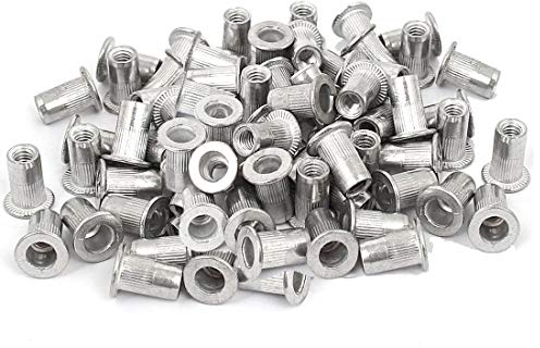 Veda, Set di 50 inserti filettati M4 in alluminio, con foro di 4 mm
