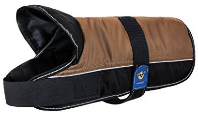 Knuffelwuff 13873-004 Hundemantel Funktionstextil reflektierend mit Kragen, 70 cm, braun/schwarz