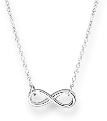 GLANZSTÜCKE MÜNCHEN Damen-Halskette Infinity Sterling Silber 40 + 5 cm - Silberkette mit Unendlichkeit Zeichen Kette mit Anhänger Unendlichkeitssymbol