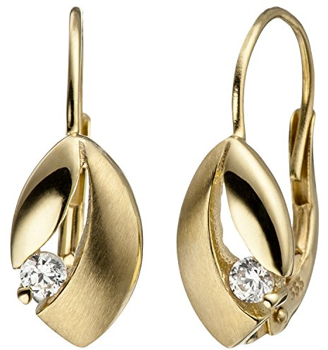 Jobo Damen-Ohrhänger aus 8 Karat 333 Gold teil matt mit Zirkonia