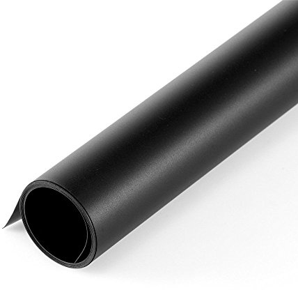 Photography Studio PVC Vinyl Backdrop | 60x130cm | Black | Professional Background for Tabletop Still Life, Product Images, No Crease, Uniform Colour