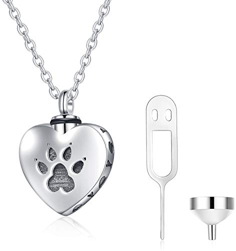 WINNICACA Asche Gedächtnis Urne Anhängers s925 Sterling Silber Herz Pet Asche Halskeette für Urne Schmuck