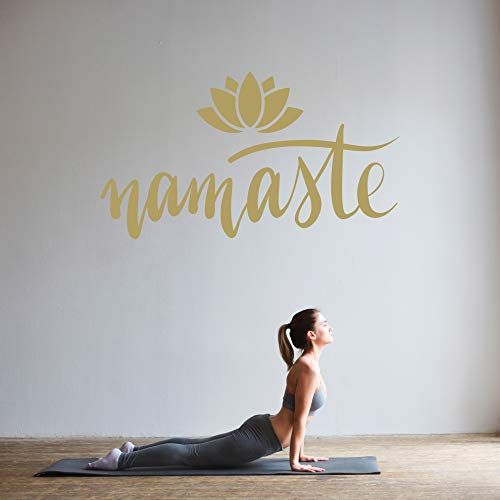 WANDKIND Namaste mit Lotusblume - Wandtattoo Wandaufkleber Sticker Aufkleber Mandala Lotus - erhältlich in vielen GröÃŸen (Gold, 60 x 33 cm)