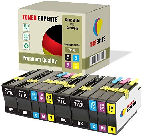TONER EXPERTE 10 XL Druckerpatronen kompatibel für 711XL 711 XL DesignJet T120, T520 (4 Schwarz, 2 Cyan, 2 Magenta, 2 Gelb)