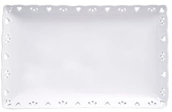 Vassoio Rettangolare 35x22 cm Traforato in Porcellana Kaleidos Juliet Bianco