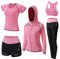BOTRE Damen Traingsanzug Yoga Kleidung Anzug 5er-Set Sportanzüge Jogginganzug Gym Fitness Kleidung Laufbekleidung Sportswear Sport Yoga Outfit Damen BH Leggings Set (Rosa, Small)