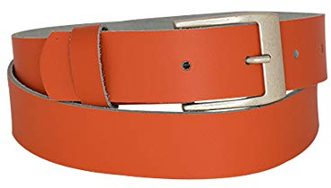 DayneQ 3,5cm Breit Echt Leder Guertel Altsilber Nickelfree Schnalle - - 20925-35-SIL - Orange Bundweite 90cm