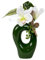 Moderne Dekovase Blumenvase Vase grün aus Keramik inklusive Orchideen Deko Höhe 30 cm
