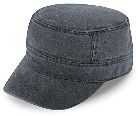 fiebig Army GI-Cap in Washed Cotton | Klassische Arbeitsmütze mit Klettverschluss | Militär Outdoor Kappe aus Baumwolle (One Size, Anthrazit)