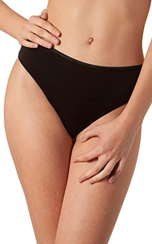Yenita Bambus Damen Unterwäsche, Slip mit Spitze hinten, Schwarz, Gr. XL
