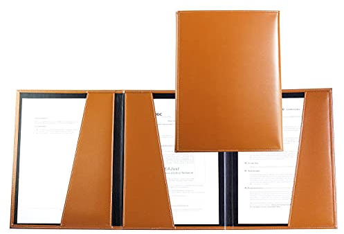 DELMON VARONE - Kanzlei- & Vertragsmappe mit 3 Fächer DIN A4 Cambridge Top Grain Leder Braun - Urkundenmappe personalisiert - Bewerbungs- & Dokumenten-Mappe zum Abheften von Verträgen, Urkunden, Akten