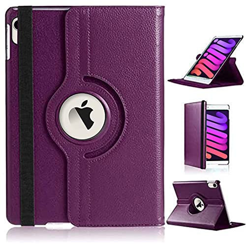 DN-Technology Case For iPad Mini 7/6 (A17 Pro 7th Generation 2024 / 6th Generation 2021 8.3) 360° Rotating Multi-Angle Smart Folio Case For New Apple iPad Mini 2024 (PURPLE)