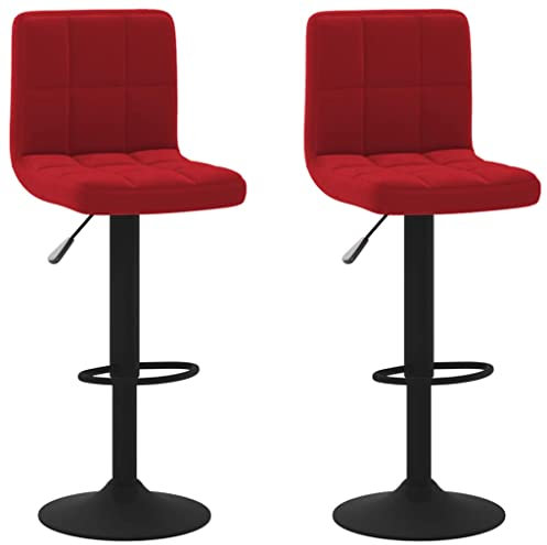 vidaXL 2X Barhocker Drehbar Höhenverstellbar Küchenhocker Barstuhl Tresenhocker Thekenhocker Tresenstuhl Bistrohocker Bar Stuhl Hocker Weinrot Samt