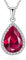 VONSSY Klassische Oval Anhänger Edelstein Halskette-Kristall Rubin Wassertropfen Birthstone Teardrop Smaragd Halskette-18 Karat Platin vergoldete Kette |Stilvolles bedeutungsvolles Schmuckgeschenk