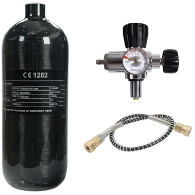 TUXING 2L 4500psi Kohlefaser-Lufttank (leere Flasche) & Paintball-Füllstation mit Ventilregleranzeige für PCP-Spiele