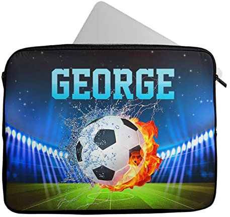 Personalised Any Name FootBall Design Laptop Case Sleeve Tablet Bag Chromebook Gift 1197 (9-10 inch)