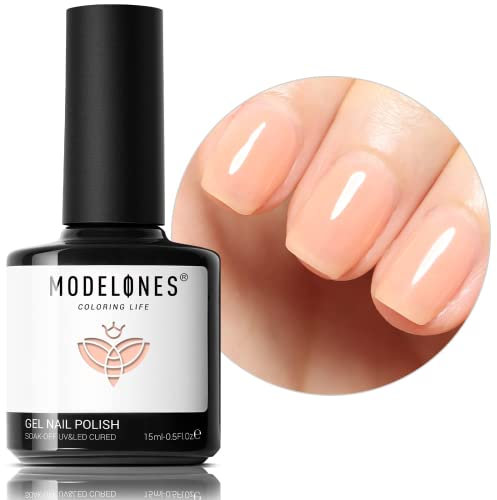 Modelones Gel Nail Polish, 1 Pcs 15ml Transparent Jelly Neutral Gel Polish Set 2022 Popular Sheer Nude Color Nail Gel Polish Kit, Soak Off LED Salon DIY at Home Gel Nail Manicure Gift for Women Girls