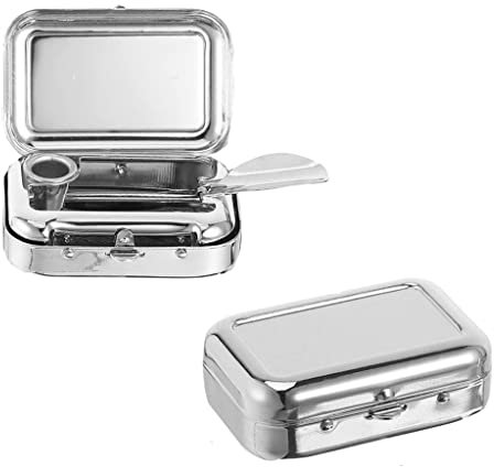 LATRAT 2 Pieces Zigaretten Taschenascher, Tragbarer Mini-Aschenbecher, Quadratischer Metall-Aschenbecher für Reisen, Camping, Rauchen Im Innen- Oder Außenbereich(Glänzend) (Glänzend)