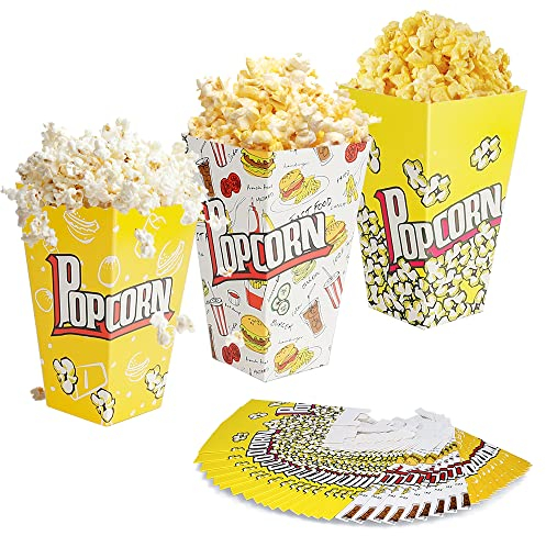 Popcorn Boîtes 48 Pcs, Popcorn Tüte à Bonbons Thème en Carton de Qualité, Sacs Popcorn Gâteries Conteneur, Contenitore Pop Corn Bonbons pour Cinéma, Soirée Thème, Anniversaires, Parti Collations