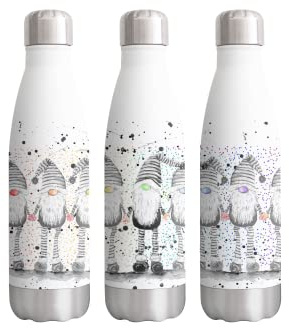 Gonk Grey Watercolour Rainbow Art Bottle Double Wall Insulated Stainless Steel Sport Drinks 500ml White Gift Ideal for School Work Office Oudoor Sports Keeps Hot and Cold Drinks