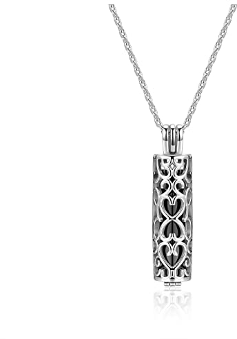 PiercingJak Collier urne funéraire pour cendres avec fiole cylindrique en forme de fleur creuse en acier inoxydable pour femme, homme, animal domestique