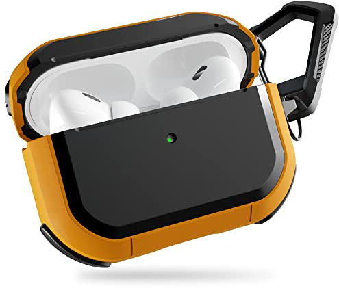 PZOZ Custodia AirPods Pro 2, custodia rigida PC+TPU protettiva antiurto compatibile con Apple AirPods Pro 2022 lampada di ricarica LED di seconda generazione visibile (giallo)