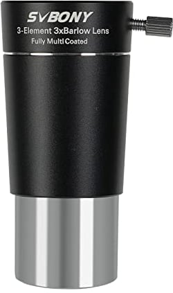 Svbony SV213 Barlow Lens, 3x Barlow 1.25inch FMC 3 Elements Metal Telescope Accessories for Planetary Photography and Observation