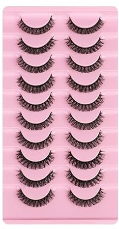 BSLVWG Faux cils Les cils rayés russes sont naturellement moelleux d bouclés 10 paires réutilisables faux cils faux vison cils épais, courts et doux (01)