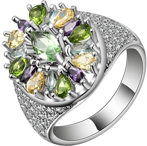 Homxi Damen Silber Ring,Blume mit Marquise Zirkonia Silber Ring Frauen Kupfer Trauringe Damen Größe 52 (16.6)