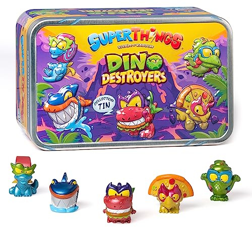 SUPERTHINGS Tin Dino Destroyers – Dose mit 5 SuperThings exklusiven Dinosauriern mit Metallic-Effekt