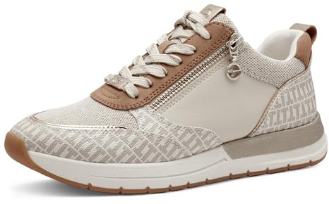 Tamaris Femme Baskets, Dame Baskets Basses,Semelle intérieure Amovible,Chaussure de Ville,Chaussure à Lacets,Ivory Comb,39 EU