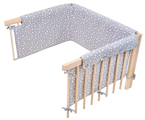 JYOKO Kids Schutz für Wiege und Geländer, Abdeckung für Babybett (70 x 140 cm, White Star)