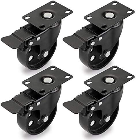 Skelang 4 ruote in ghisa, resistenti ruote con freni, per banco da lavoro, tavolino, supporto per piante, carrello portaoggetti, capacità di carico totale 907 kg